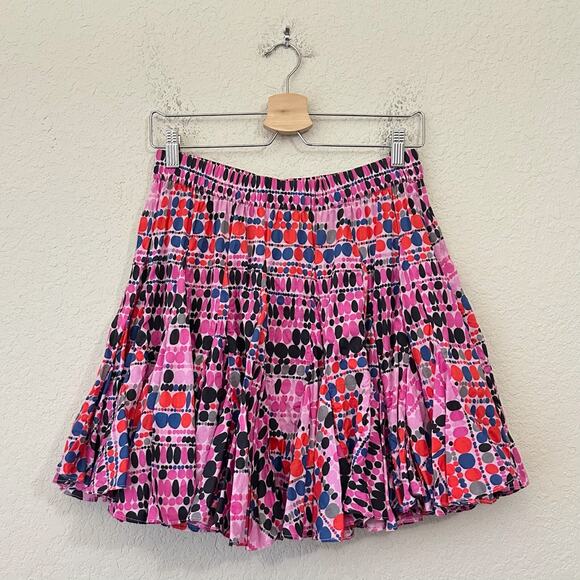 RHODE Hilliary Mini Skirt Pink Black Polka Dots Pleated Cotton Hippie